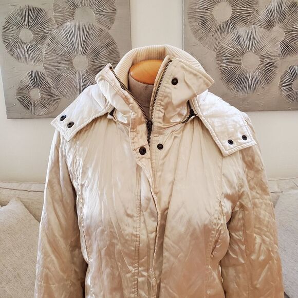 Pasha & Jo Champagne Long Hooded Medium-Weight Puffy Jacket size Small - Picture 5 of 12
